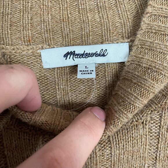Madewell Bodhi Long Sleeve Woold Blend Rib Mini Sweater Dress US Women's L New - Picture 4 of 5